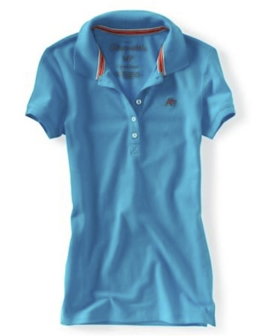 AEROPOSTALE WOMENS SOLID A87 POLO 5 BUTTON PIQUE STRETCH SCHOOL UNIFORM